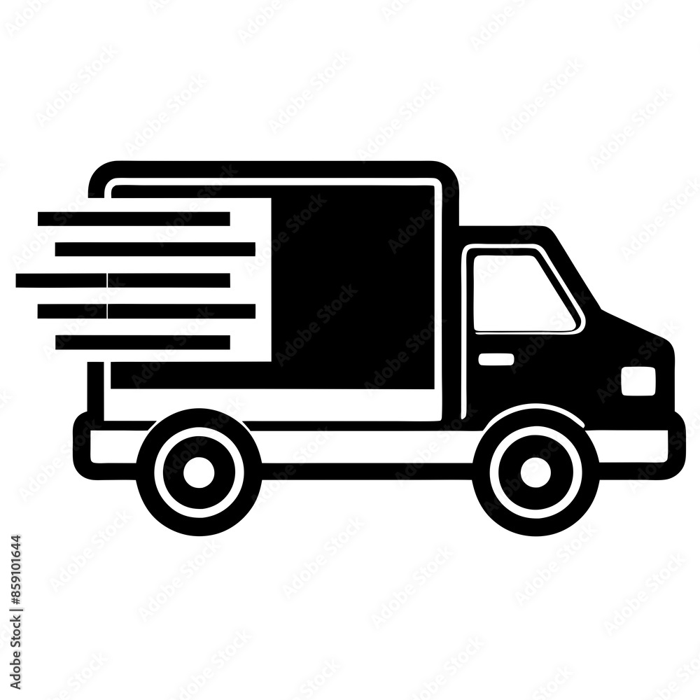 Fast shipping delivery truck icon silhouette vector illustration. Fast shipping delivery truck icon silhouette vector illustration.