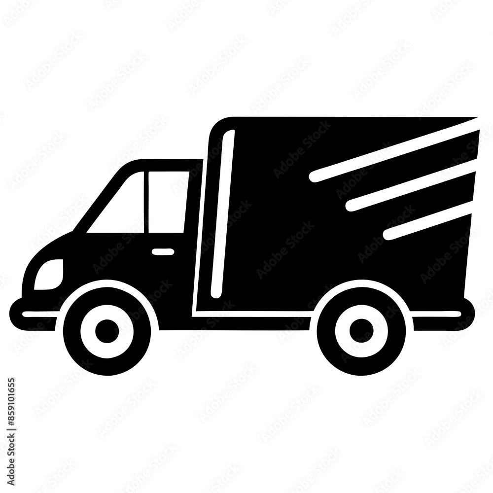 Fast shipping delivery truck icon silhouette vector illustration. Fast shipping delivery truck icon silhouette vector illustration.