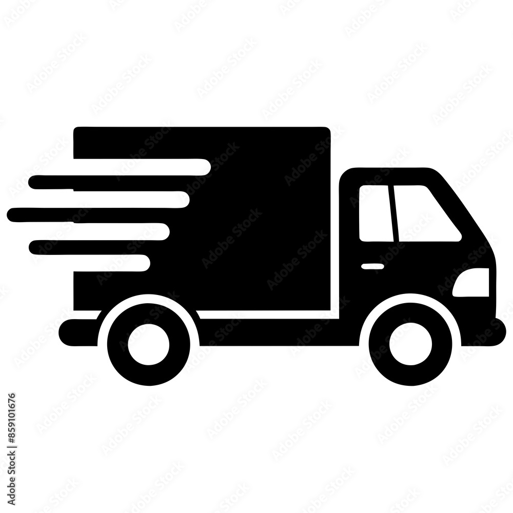 Fast shipping delivery truck icon silhouette vector illustration. Fast shipping delivery truck icon silhouette vector illustration.