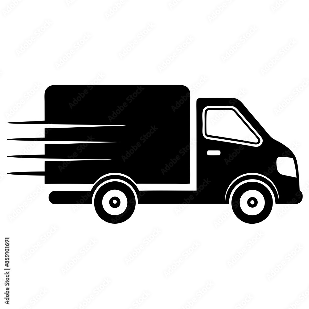 Fast shipping delivery truck icon silhouette vector illustration. Fast shipping delivery truck icon silhouette vector illustration.