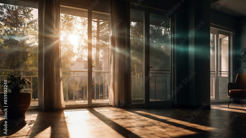 Sunlight is shining through the doors Sunlight is shining through the doors