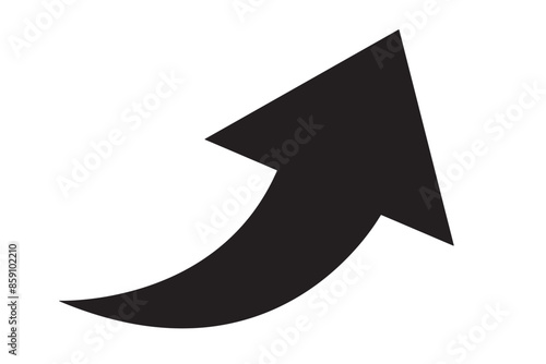Black arrow flat style icon on transparent background. Arrow icon for your website design, logo, app, ui. Curved arrow up sign. Arrow indicated the direction symbol.