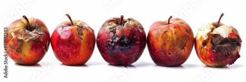 Decay. Five Apples Showing Various Stages of Ageing and Decay