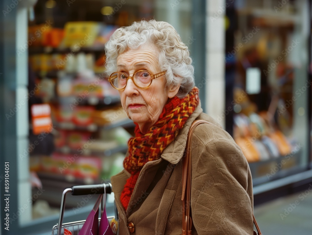 Senior lady goes shopping