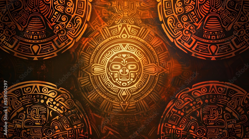 Naklejka premium Background with Mayan patterns, concept of culture and history