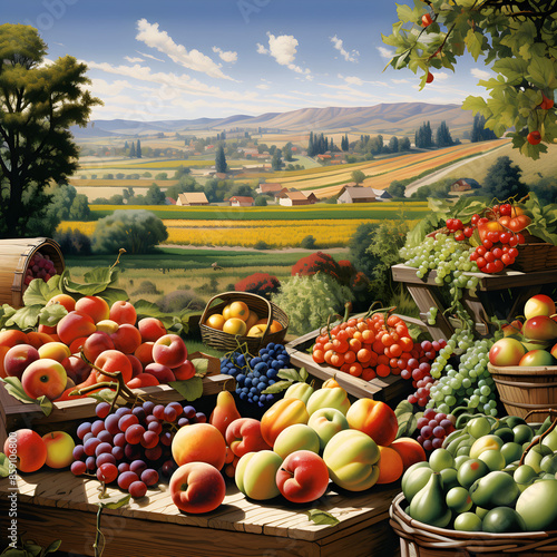 A Glorious Display of Nature's Wealth: The Abundance of Fresh, Vivid, and Nutrient-rich Produce in a Fruitful Harvest Season