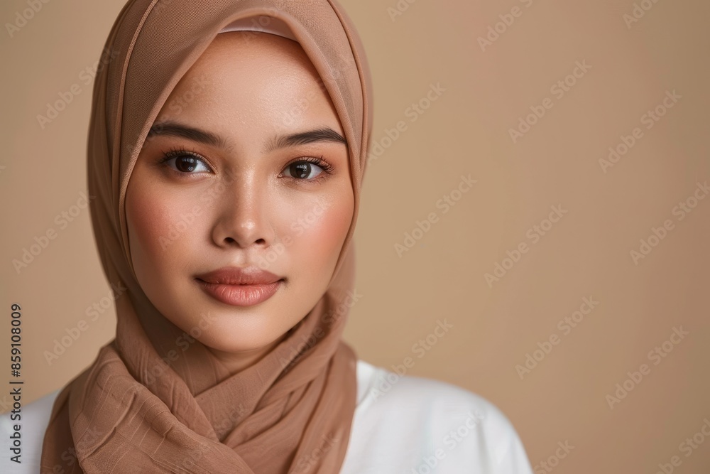 Young Woman Wearing a Light Brown Hijab Young Woman Wearing a Light Brown Hijab