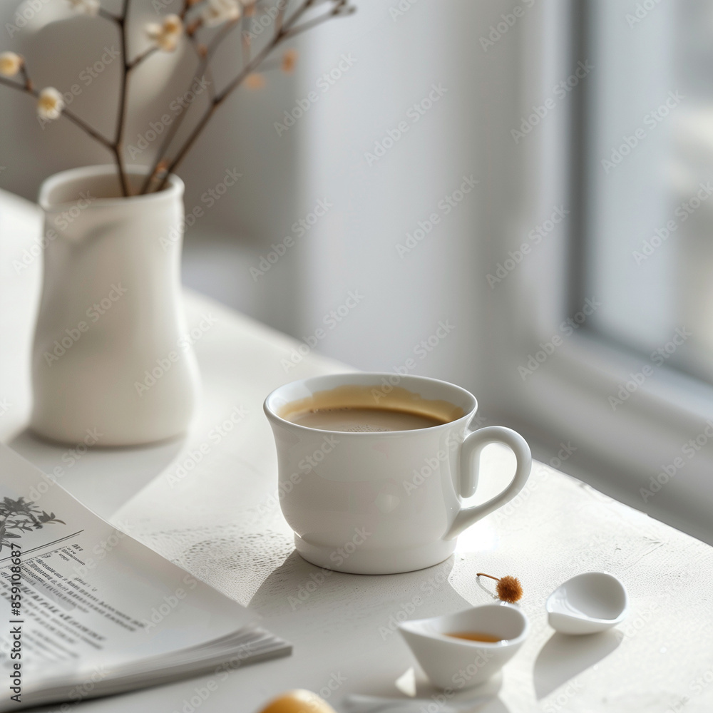 Fototapeta premium coffee and newspaper on the table