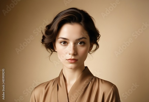 Beautiful elegant woman front view photo