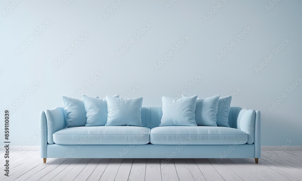 Interior design with a blue wall and blue sofa. Perfect empty space for mock-up background. Interior design with a blue wall and blue sofa. Perfect empty space for mock-up background.