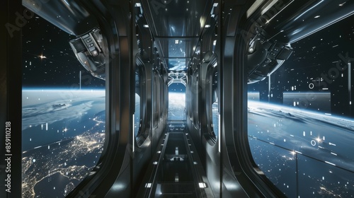 innovative space elevator terminal, where space tourists board carbon nanotube-based elevators to journey to orbital habitats and beyond, The composition captures the excitement of space tourism