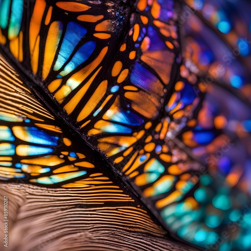 vibrant butterfly wing with iridescent scales and network of veins © Stefan Schurr