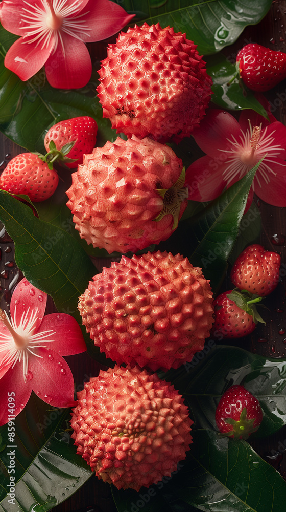 Closeup of fruit lychees on a plate Closeup of fruit lychees on a plate