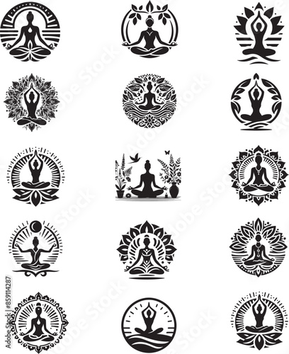Yoga silhouette vector logo