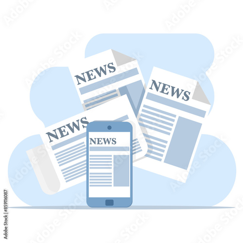 Online news concept, Bulletin and information, Business and market news, digital publication, press release, news publication, Blogging Concept, Financial report vector illustration. flat vector.
