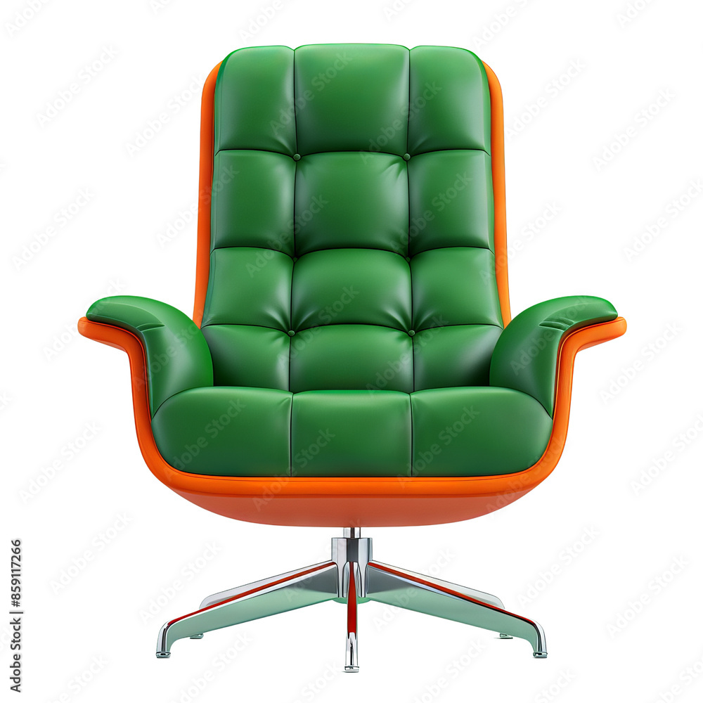 Modern green and orange upholstered office chair with chrome legs. Perfect for contemporary home or office spaces. Modern green and orange upholstered office chair with chrome legs. Perfect for contemporary home or office spaces.