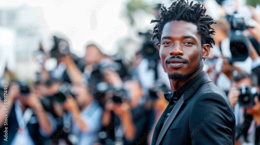 African American actor, a lot of press making pictures African American actor, a lot of press making pictures