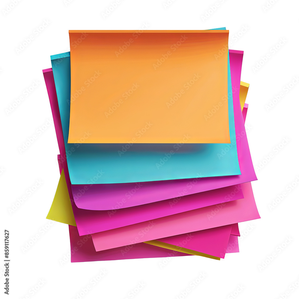 Stack of colorful sticky notes in bright hues, perfect for reminders, organization, and office use. Isolated on a white background. Stack of colorful sticky notes in bright hues, perfect for reminders, organization, and office use. Isolated on a white background.