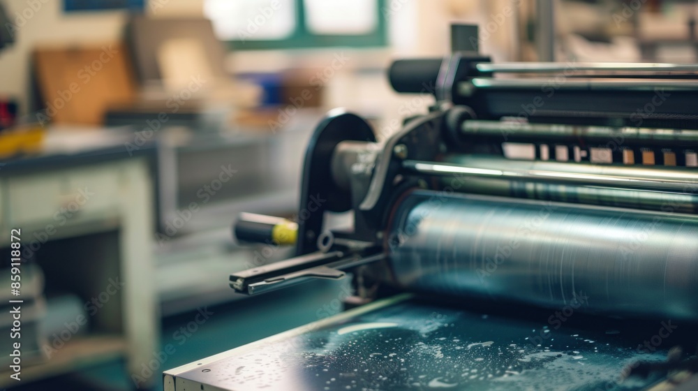 printing machine on room background. printing machine on room background.