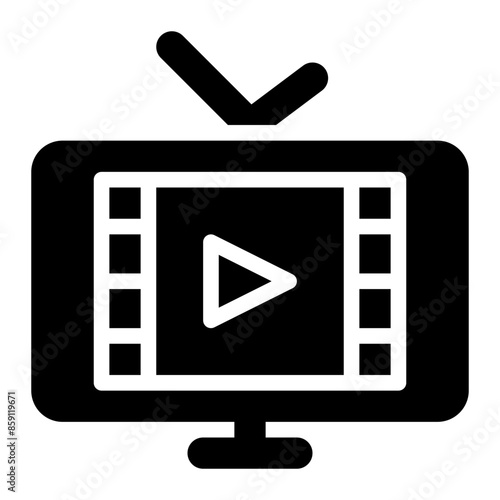 television, tv, movie, film, video, video clip, entertainment, ott solid glyph icon