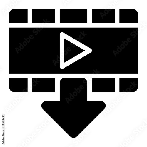 video downloader, video, downloading, download, downloader, movie, entertainment solid glyph icon