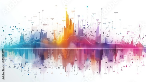 Futuristic infographics with mountains and charts. Abstract 3d background.
