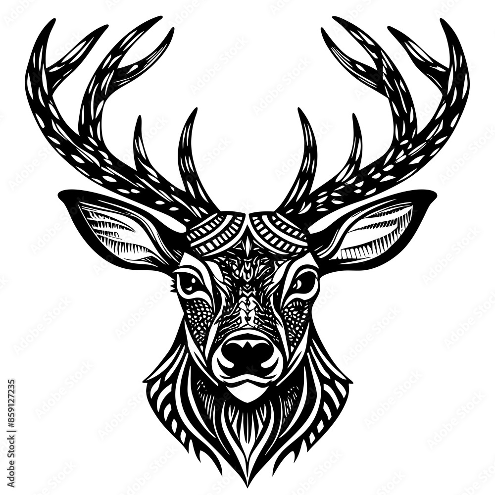 Fototapeta premium antler head, deer head illustration