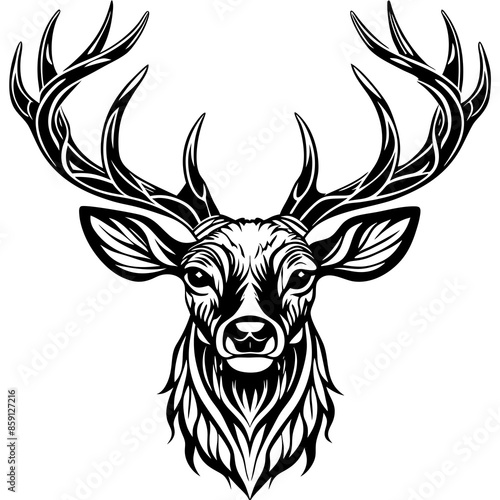 antler head, deer head illustration
