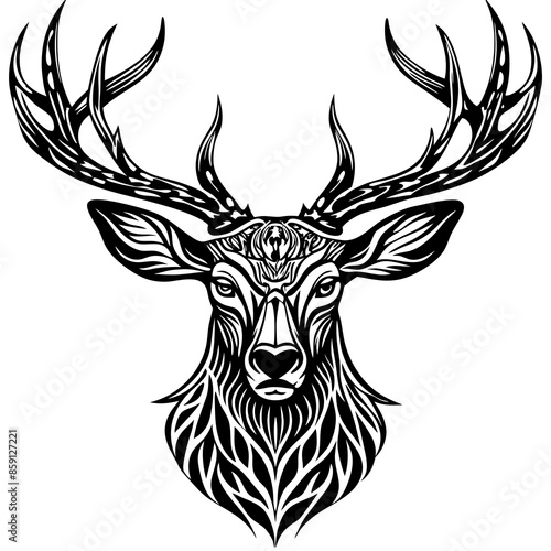 antler head, deer head illustration
