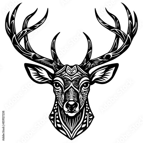 antler head, deer head illustration
