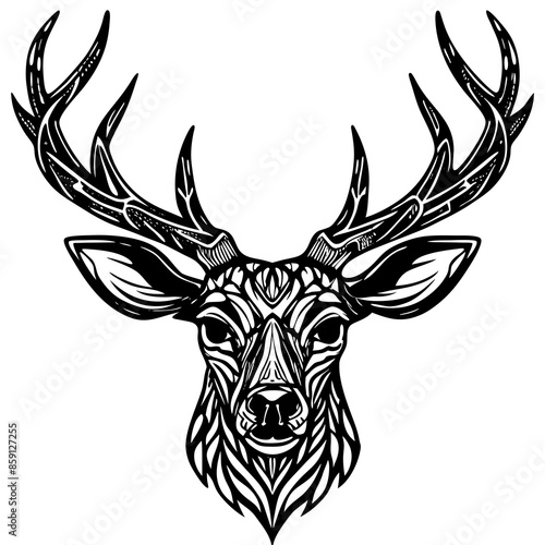 antler head, deer head illustration
