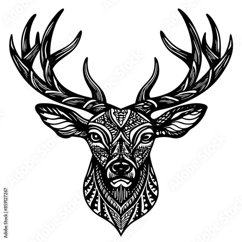 antler head, deer head illustration
