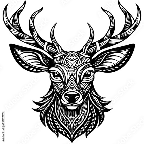 antler head, deer head illustration
