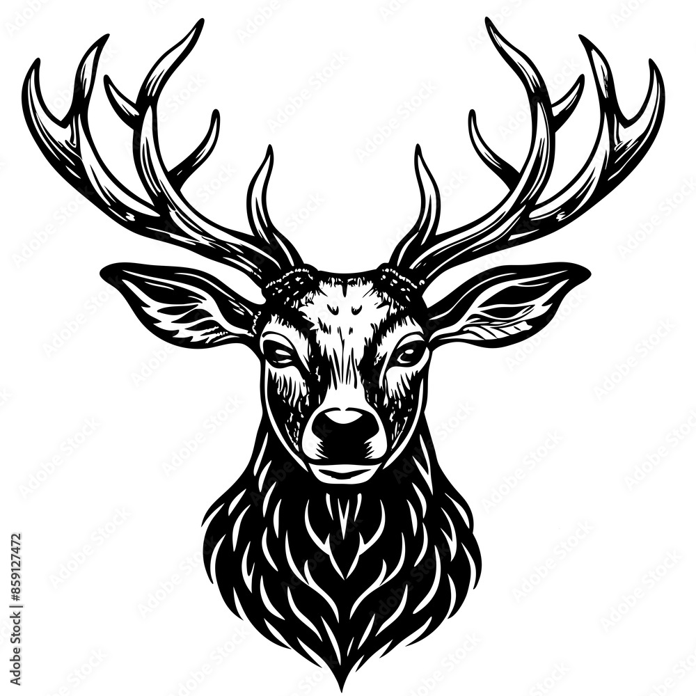 antler head, deer head illustration
antler head, deer head illustration