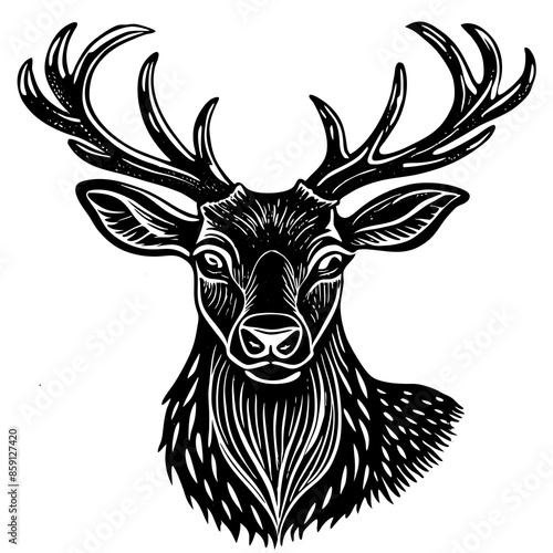 antler head, deer head illustration
