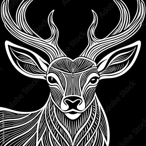 antler head, deer head illustration
