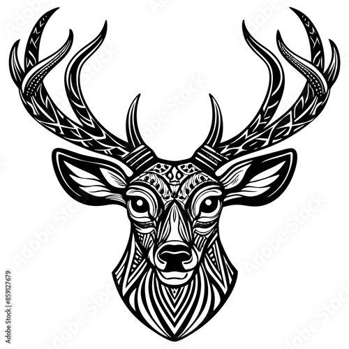 antler head, deer head illustration
