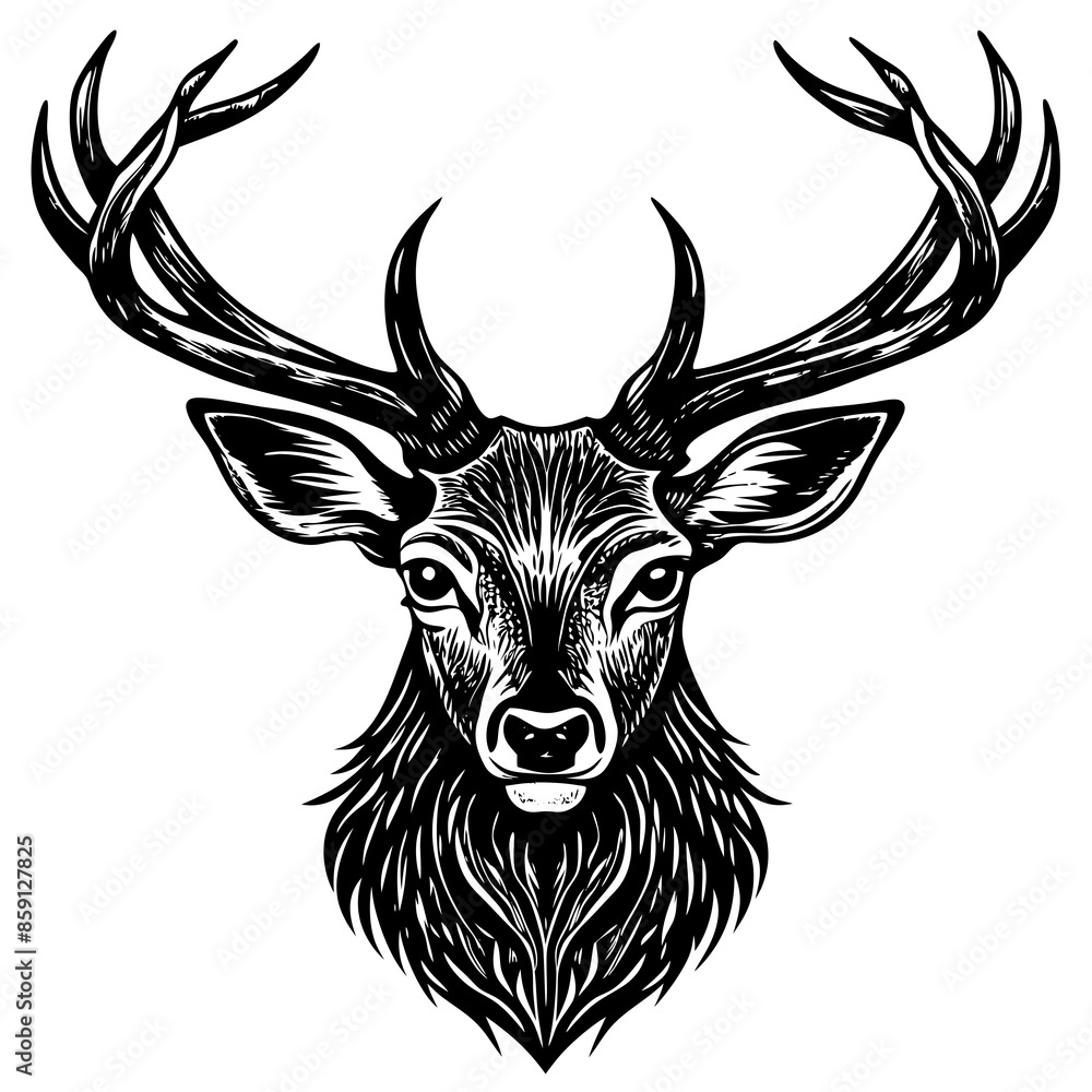 Naklejka premium antler head, deer head illustration 