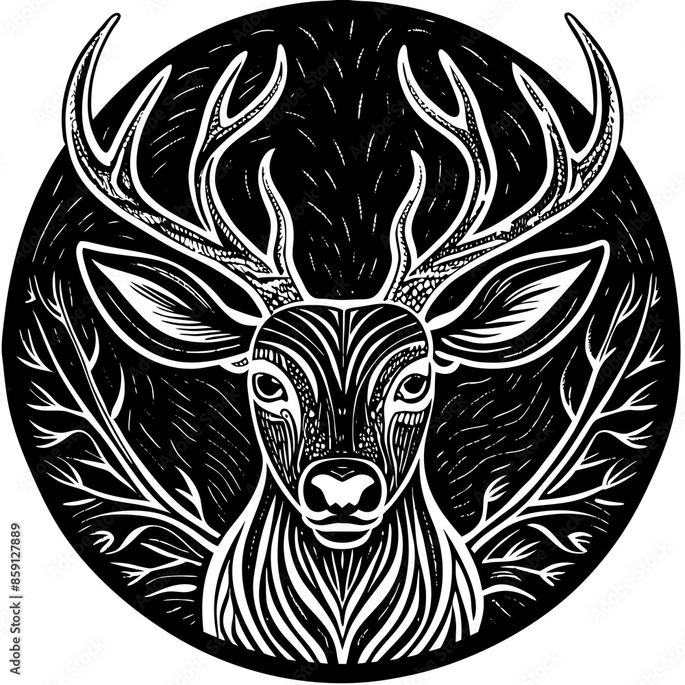 antler head, deer head illustration
antler head, deer head illustration