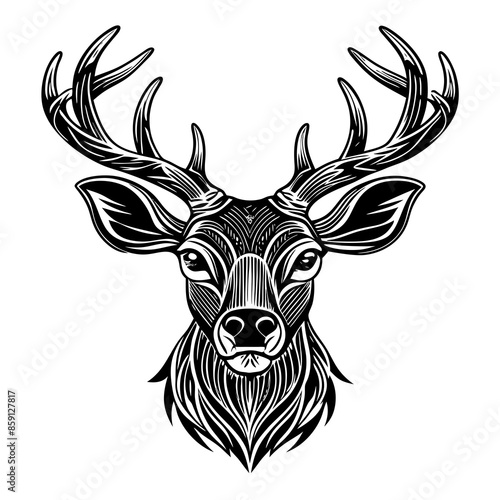 antler head, deer head illustration
