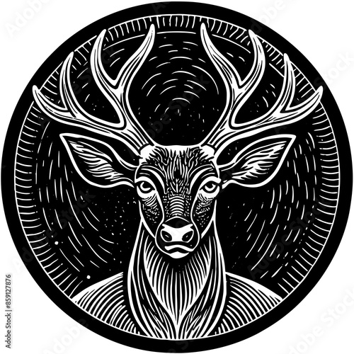 antler head, deer head illustration
