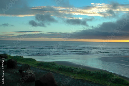 Sun setting in the southern regions in the world across New Zealand photo