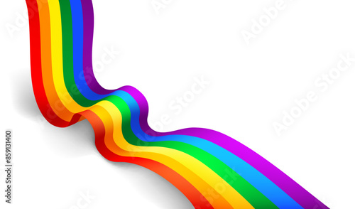 Rainbow ribbon, lgbt flag, line color, festival day. Vector