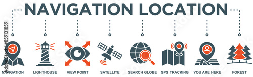 Navigation location banner web icon vector illustration concept with icon
