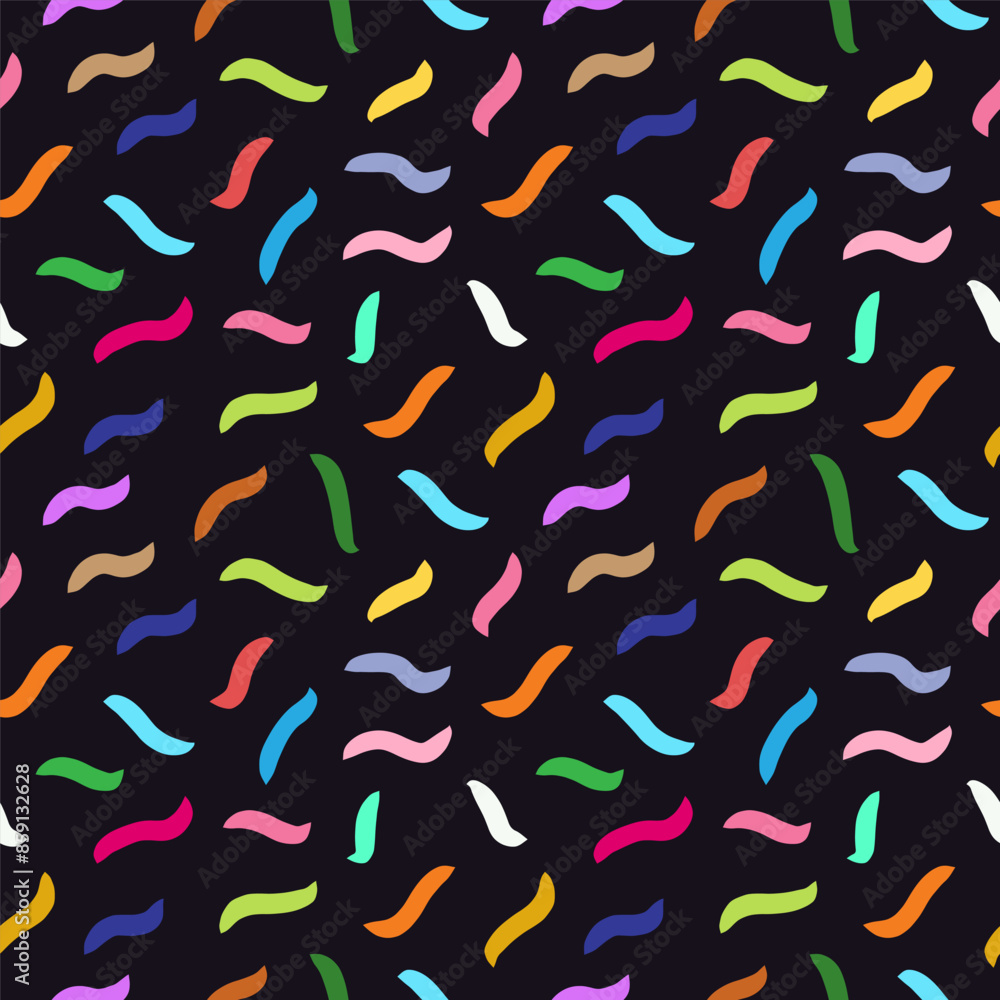 A colorful pattern of streamers is displayed on a black background A colorful pattern of streamers is displayed on a black background
