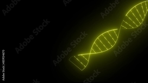 Wallpaper Mural Loop animation of DNA with neon light effect. Glowing yellow color neon DNA, or double helix icon, is isolated on a black background. Torontodigital.ca