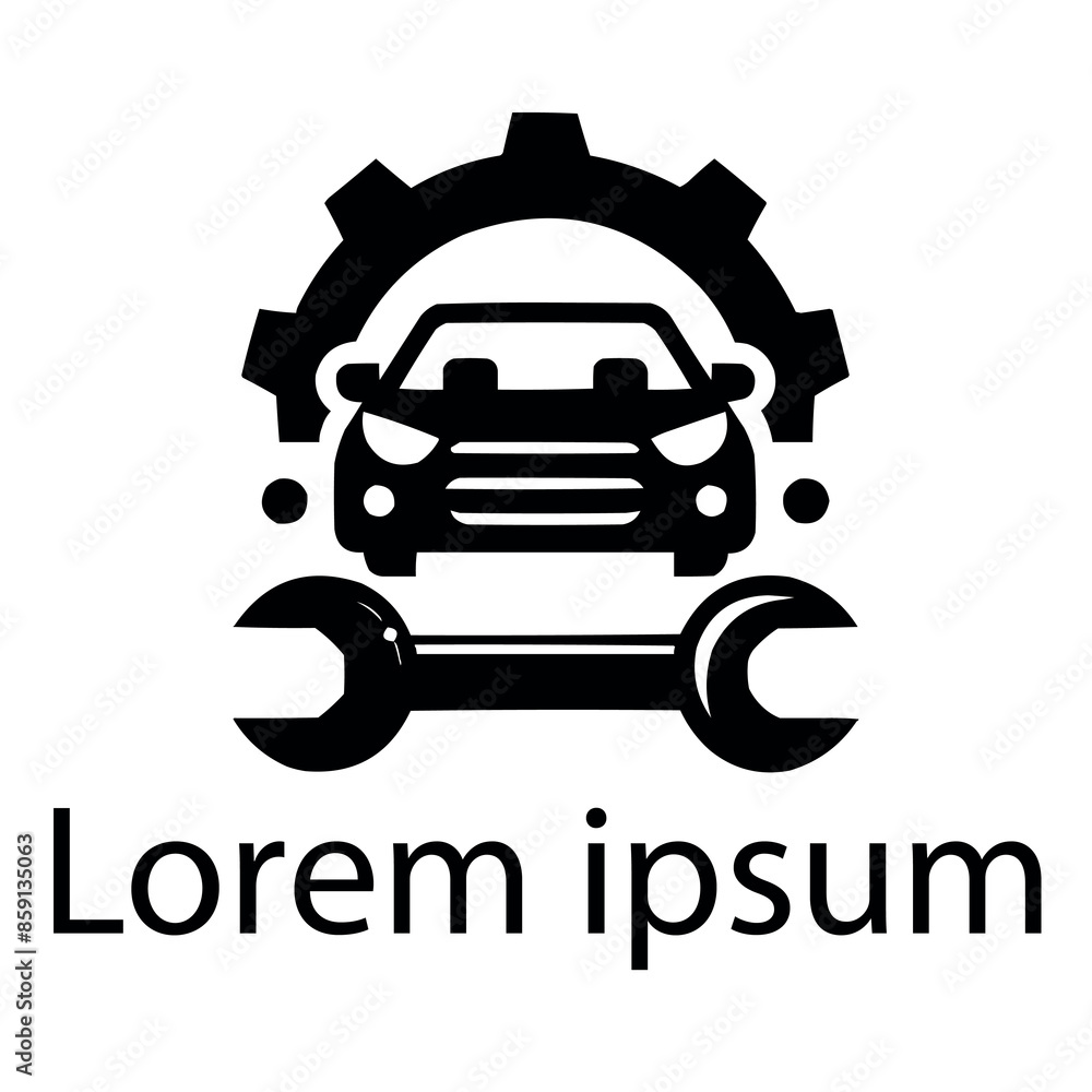 Fototapeta premium A black car servicing logo on white simple background