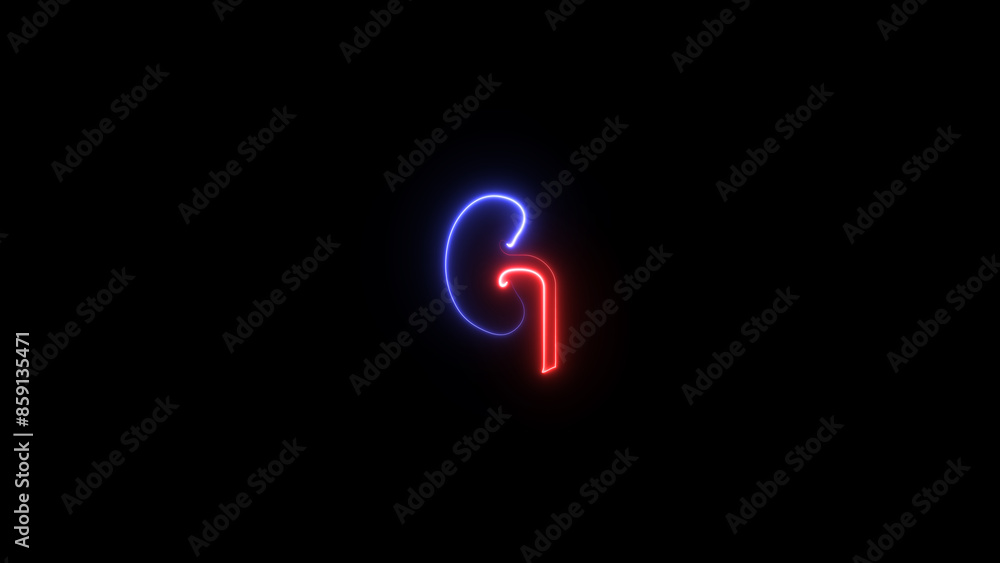 Glowing neon line Human kidney icon isolated on black background. Illustration of Medical Human Health Objects. Glowing neon line Human kidney icon isolated on black background. Illustration of Medical Human Health Objects.