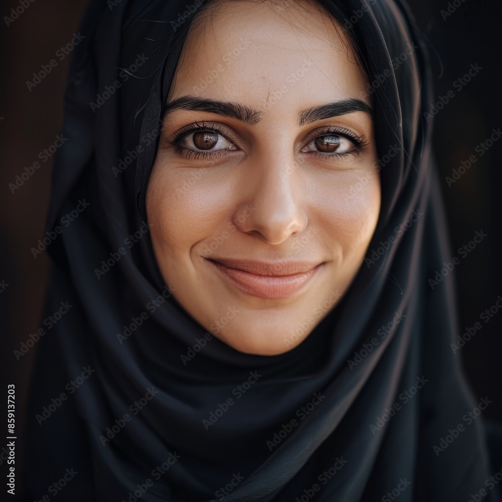 Smiling Woman Wearing A Black Hijab Smiling Woman Wearing A Black Hijab