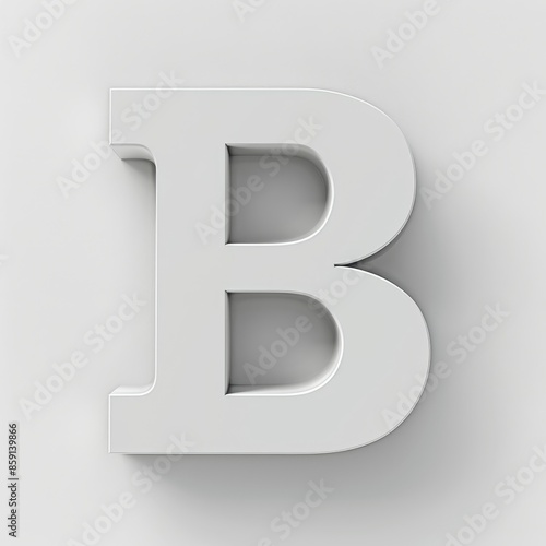 White Letter B 3D Render on White Background